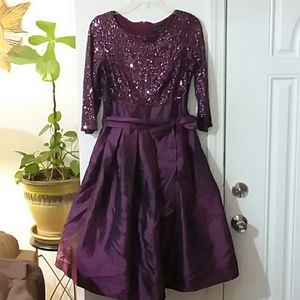 Jessica Howard plum sequins taffeta gown dress